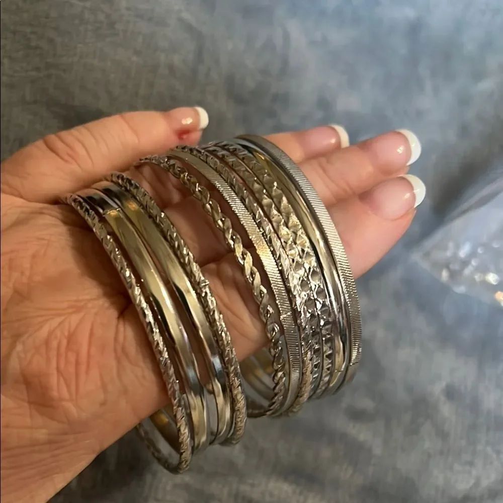 Elegant Silver Bangle Set